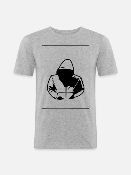 coton ouaté noir - T-shirt près du corps Homme - gris chiné