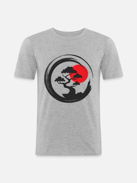 Bonsai tree Moyogi - Men's Slim Fit T-Shirt - heather grey