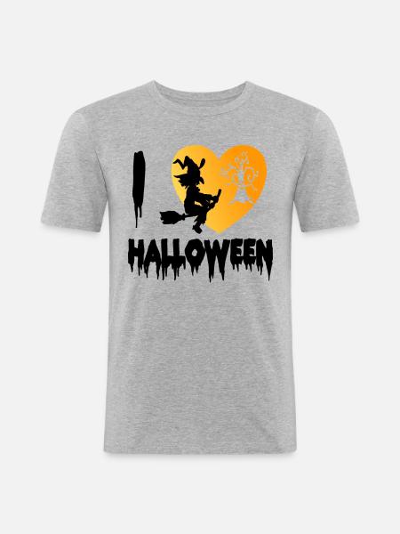 I love Halloween - Men's Slim Fit T-Shirt - heather grey