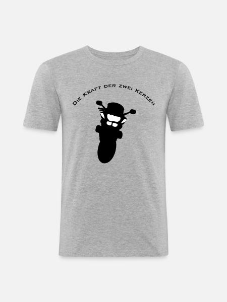 Die Kraft der zwei Kerzen - Männer Slim Fit T-Shirt - Grau meliert