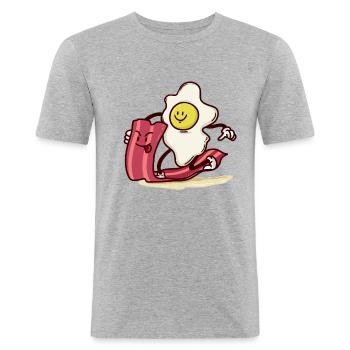 disque monte Egg Bacon - T-shirt près du corps Homme - gris chiné - Devant - Nik (191cm)