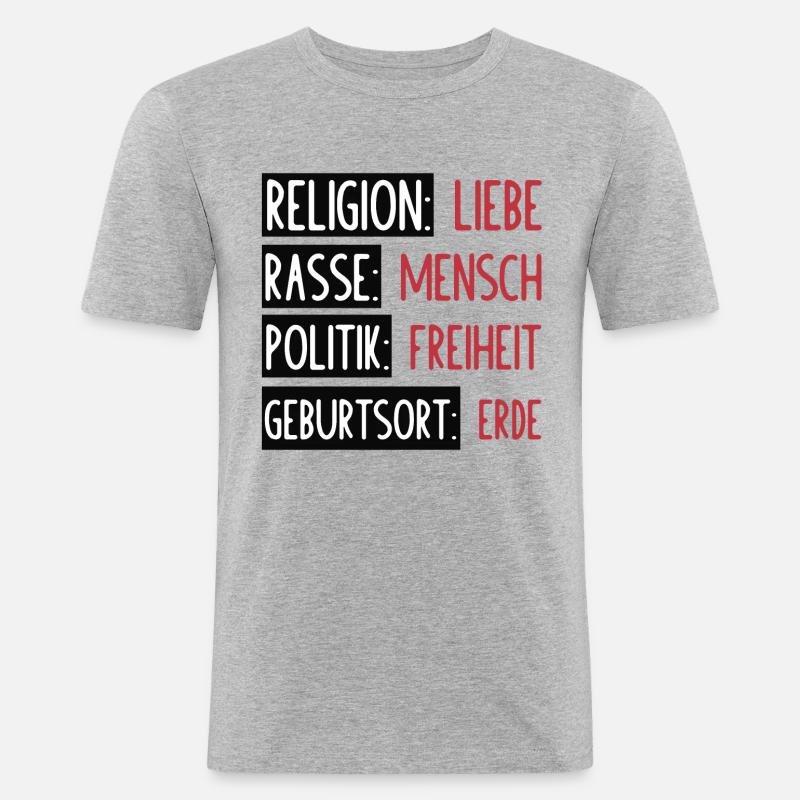 Statement - Keine Trennung oder Spaltung - Männer Slim Fit T-Shirt - Grau meliert