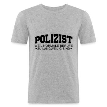 Polizist - Männer Slim Fit T-Shirt - Grau meliert - Vorne - Nik (191cm)