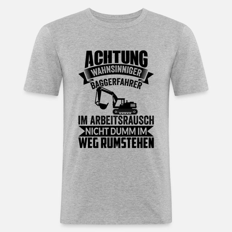 Bagger Baggerführer Baggerfahrer Bau Geschenkidee - Männer Slim Fit T-Shirt - Grau meliert