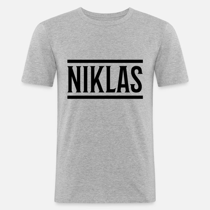 niklas name - Männer Slim Fit T-Shirt - Grau meliert