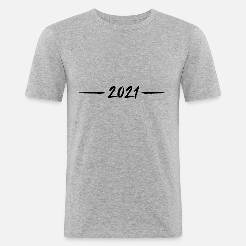 2021 års linjeelement - Herre Slim Fit T-Shirt - grå meleret