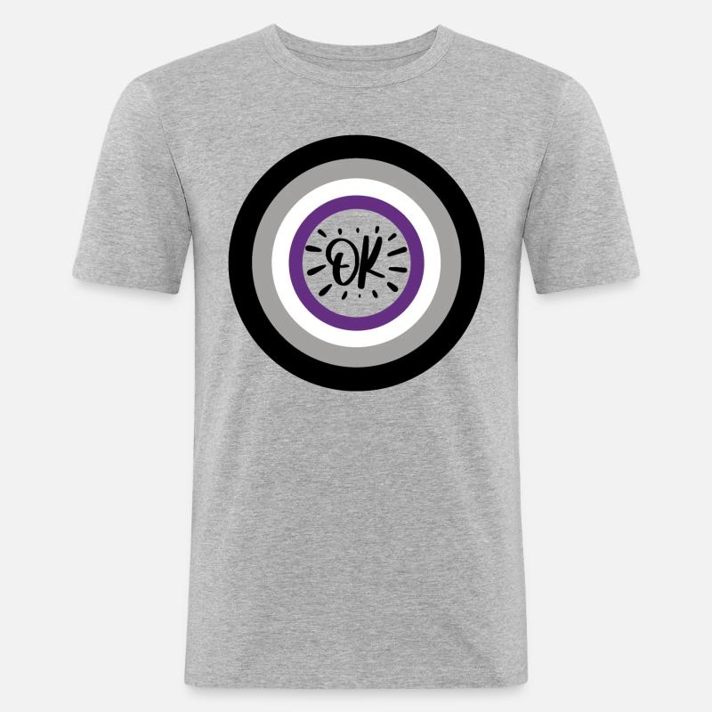 Asexual OK - Männer Slim Fit T-Shirt - Grau meliert