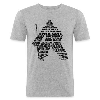 Langue de hockey (version Gardien de but, - T-shirt près du corps Homme - gris chiné - Devant - Nik (191cm)