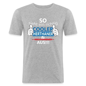 Berlin Fußballfan - Männer Slim Fit T-Shirt - Grau meliert - Vorne - Nik (191cm)