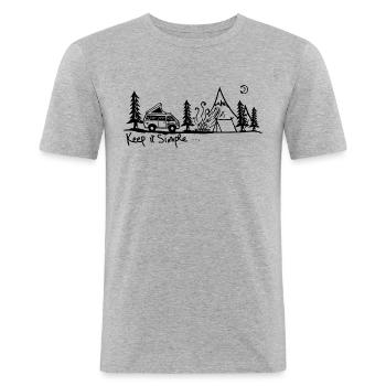 keep it simple - T-shirt près du corps Homme - gris chiné - Devant - Nik (191cm)