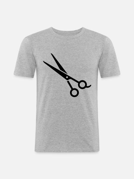 Haarschere, Effilierschere - Männer Slim Fit T-Shirt - Grau meliert