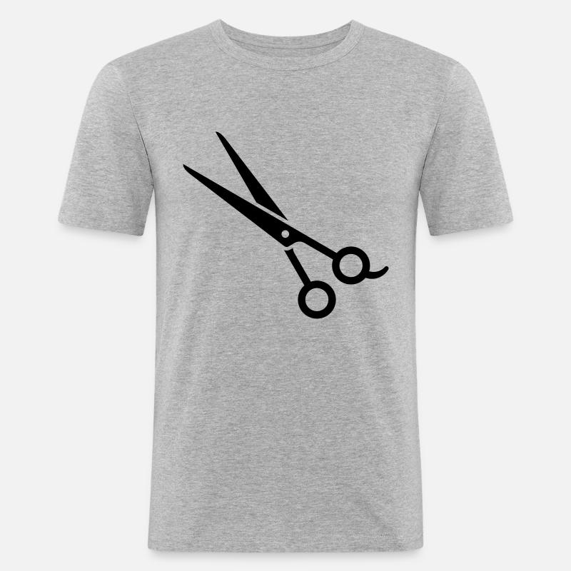 Haarschere, Effilierschere - Männer Slim Fit T-Shirt - Grau meliert