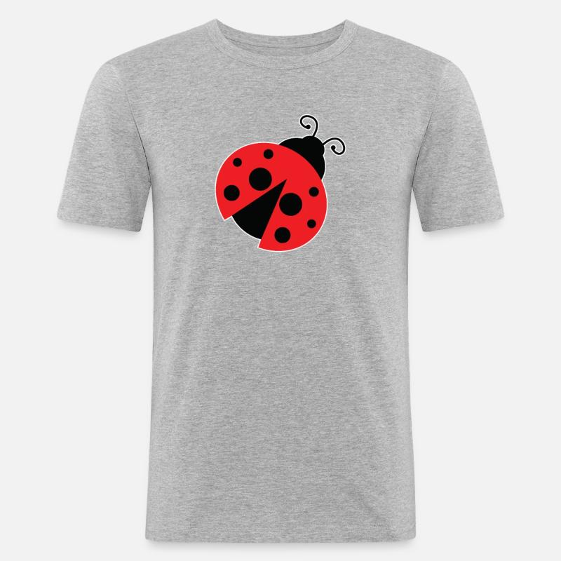 Marienkäfer Glücksbringer Mädchen Junge Geschenk - Männer Slim Fit T-Shirt - Grau meliert