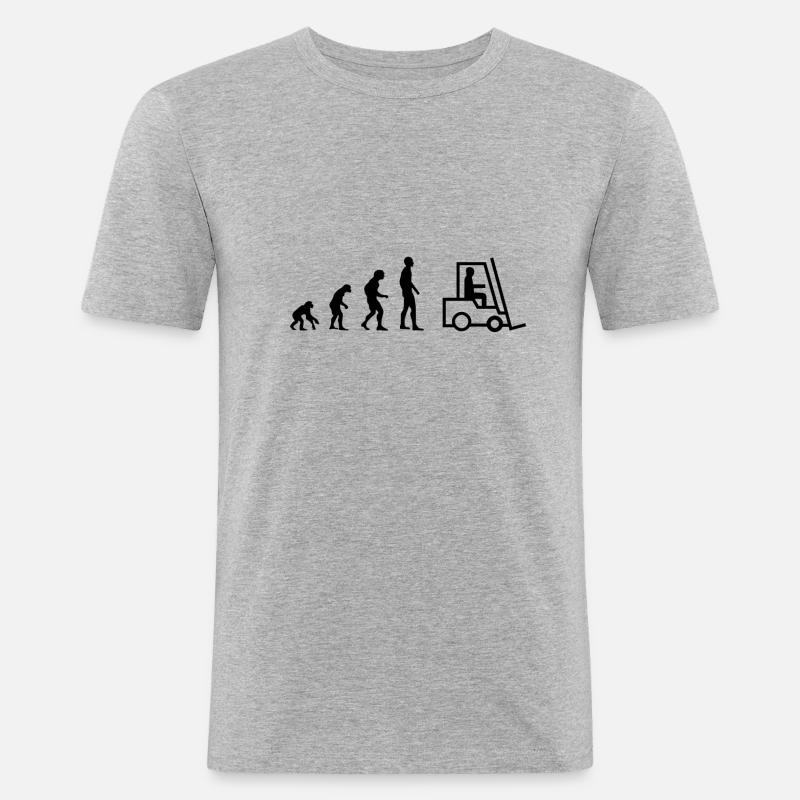 Evolution Staplerfahrer - Männer Slim Fit T-Shirt - Grau meliert
