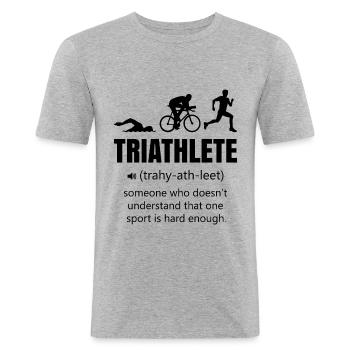 Triathlon lustig - Männer Slim Fit T-Shirt - Grau meliert - Vorne - Nik (191cm)