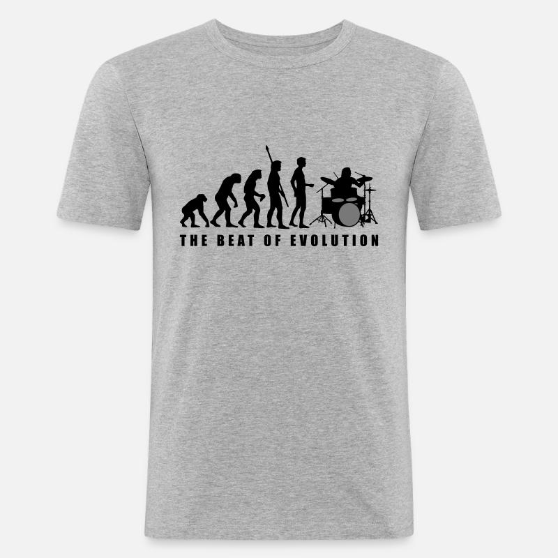evolution_drummer_c_2c - Männer Slim Fit T-Shirt - Grau meliert
