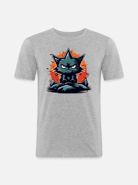 An Angry Star Cat - Men's Slim Fit T-Shirt - heather grey