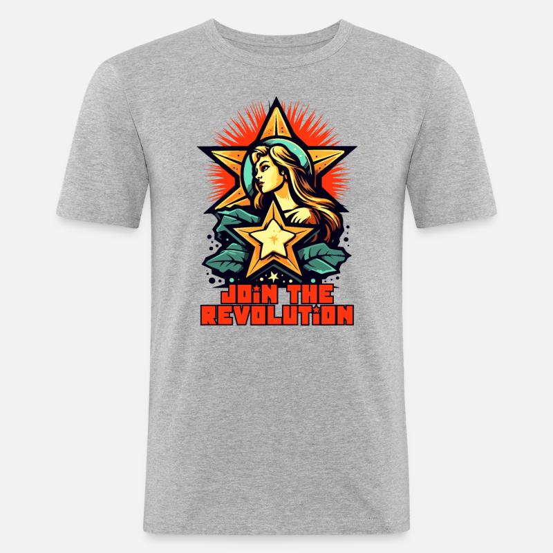 Werde Teil der Revolution - Männer Slim Fit T-Shirt - Grau meliert