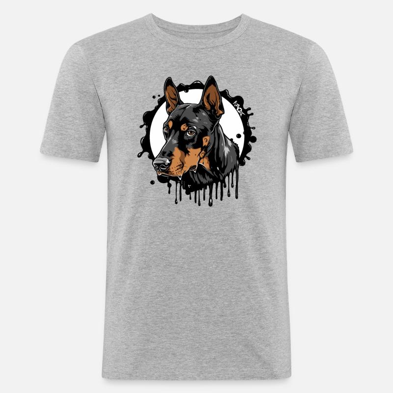 Dobermann Hund: Hundebesitzer - Männer Slim Fit T-Shirt - Grau meliert