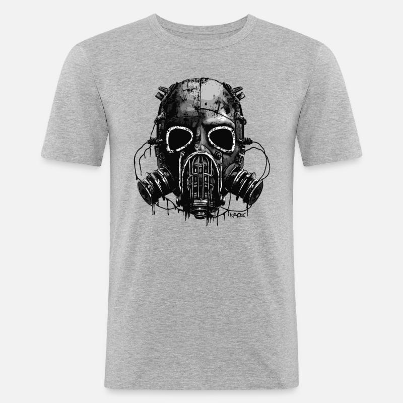 Eine der coolsten Gasmasken - Männer Slim Fit T-Shirt - Grau meliert