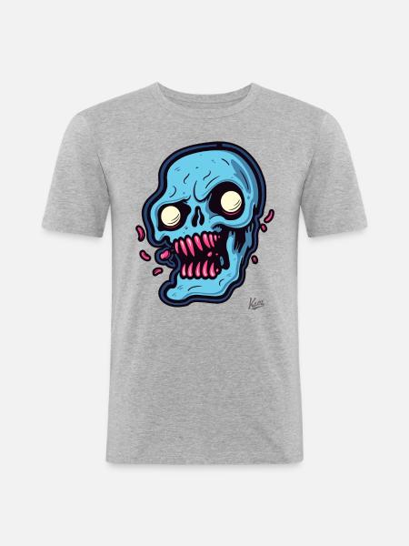 abstract blue skull - Men's Slim Fit T-Shirt - heather grey