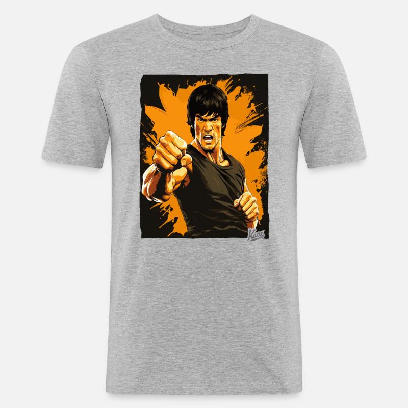 Das Gesicht der Kampfkunst - Männer Slim Fit T-Shirt - Grau meliert