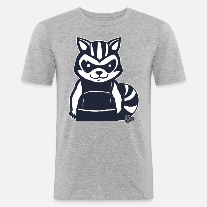 Rowdy Randy Waschbär - Männer Slim Fit T-Shirt - Grau meliert