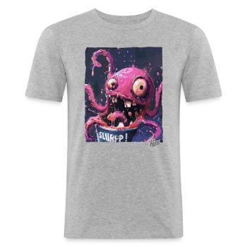 Un seau plein de couleurs acidulées : Kraken Slurp - T-shirt près du corps Homme - gris chiné - Devant - Nik (191cm)