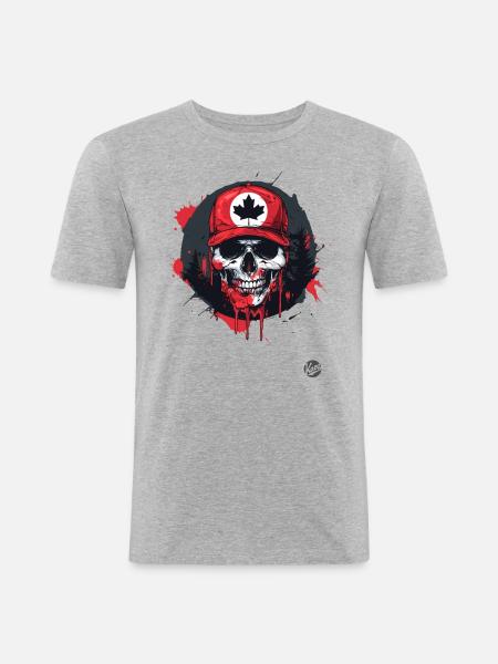 Canadian skull with maple leaf - Men's Slim Fit T-Shirt - heather grey