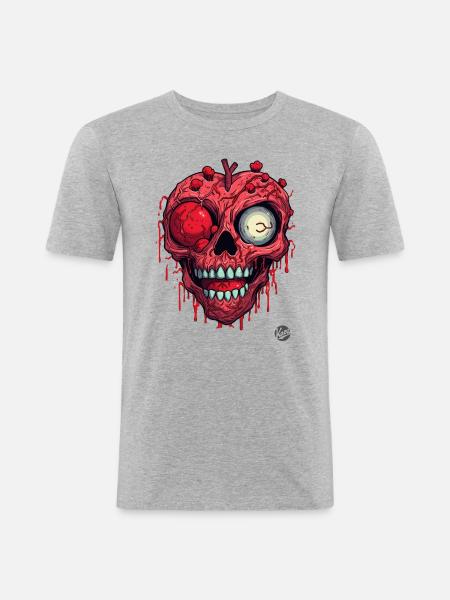 Zombi Skull Heart - Men's Slim Fit T-Shirt - heather grey