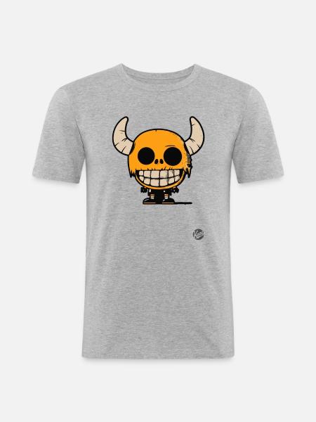 Skull Boy from Hell Design - Men's Slim Fit T-Shirt - heather grey