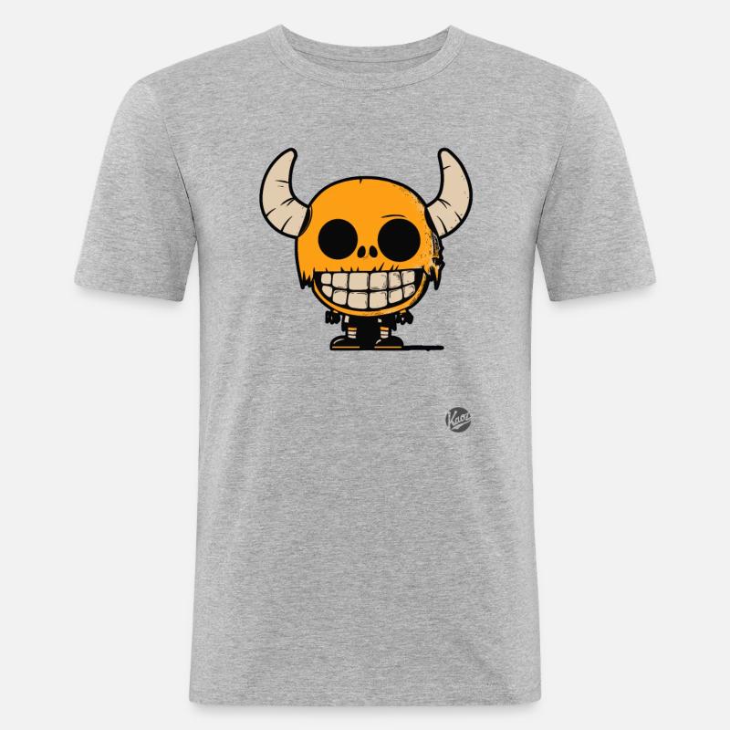 Crâne garçon de l’enfer Design - T-shirt près du corps Homme - gris chiné