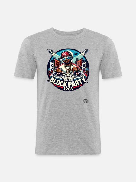 1980s Hip-Hop DJ Block Party - Men's Slim Fit T-Shirt - heather grey
