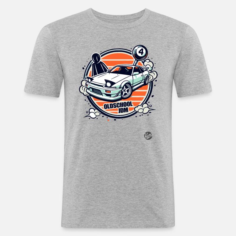 Oldschool JDM Drift-Auto-Rennfahrer - Männer Slim Fit T-Shirt - Grau meliert
