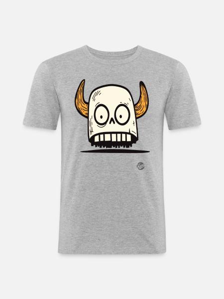 Viking skull with horns - Men's Slim Fit T-Shirt - heather grey