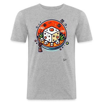 Délicieux tofu - T-shirt près du corps Homme - gris chiné - Devant - Nik (191cm)