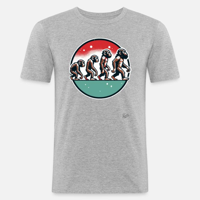 Evolution du singe - T-shirt près du corps Homme - gris chiné