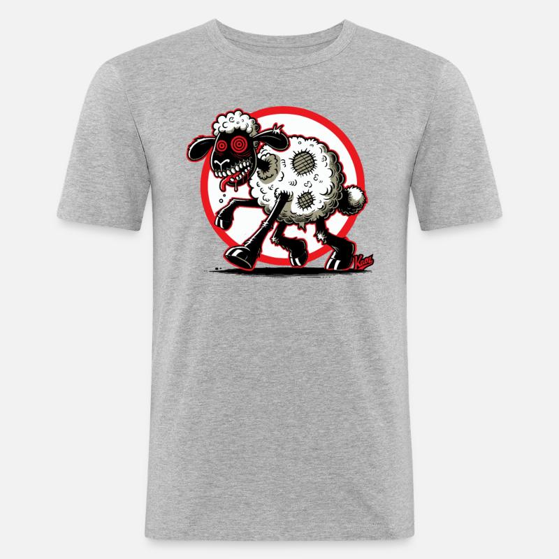 Schere das Zombie-Schaf! - Männer Slim Fit T-Shirt - Grau meliert