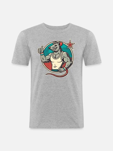 Fit Gym Rat Thumbs Up - Men's Slim Fit T-Shirt - heather grey