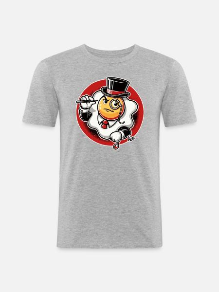 Elegant Fried Egg Gentleman - Men's Slim Fit T-Shirt - heather grey