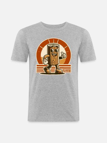 Munter træklods, sjovt stykke træ - Herre Slim Fit T-Shirt - grå meleret