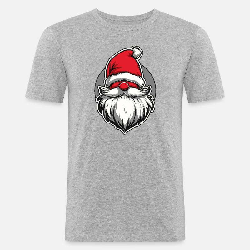 Weihnachtsmann als Gartenzwerg - Männer Slim Fit T-Shirt - Grau meliert
