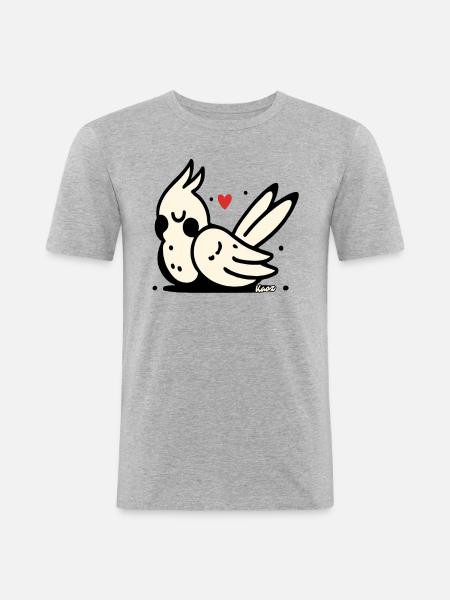 Schlafender Kakadu - Männer Slim Fit T-Shirt - Grau meliert