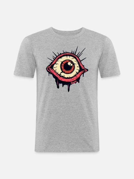 Étrange, hypnotique et éveillé, l’œil - T-shirt près du corps Homme - gris chiné