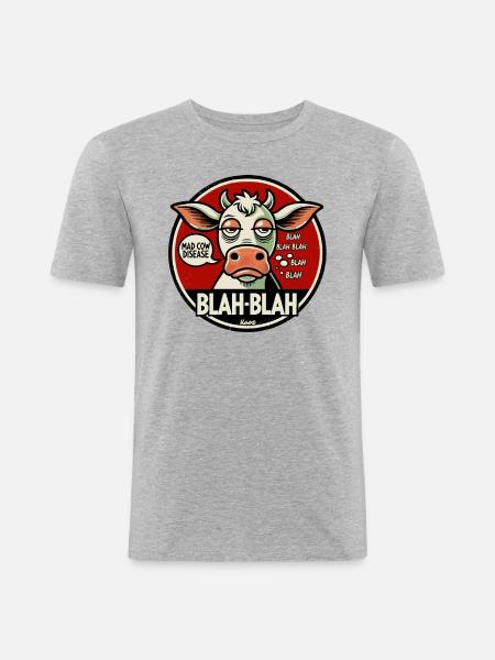 Blah-Blah Kuh - Männer Slim Fit T-Shirt - Grau meliert