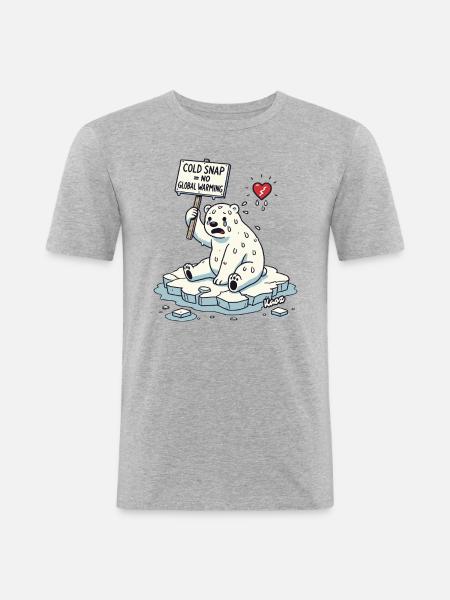 Schwitzender Eisbär Klimawandel Protest - Männer Slim Fit T-Shirt - Grau meliert