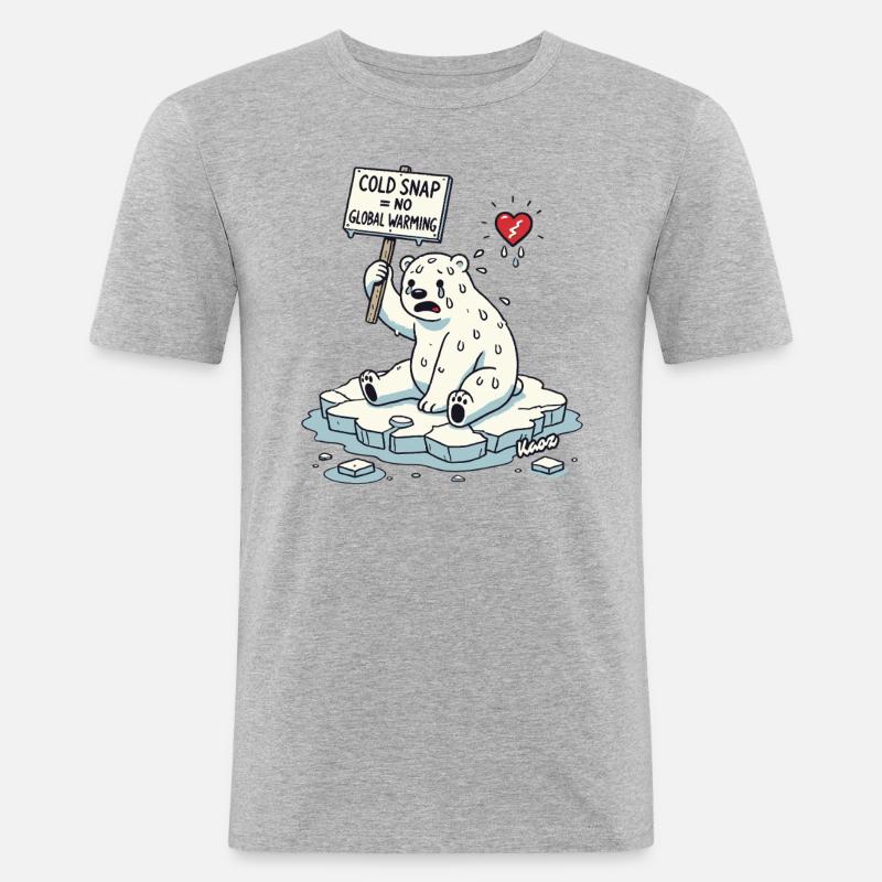 Schwitzender Eisbär Klimawandel Protest - Männer Slim Fit T-Shirt - Grau meliert