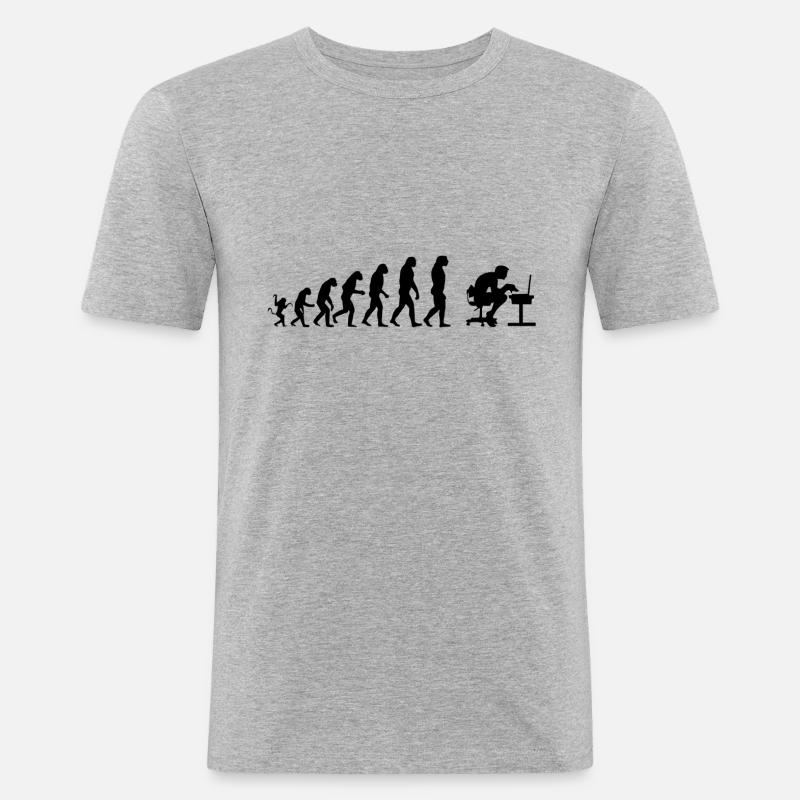 Computer Evolution - Männer Slim Fit T-Shirt - Grau meliert