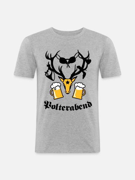 Hirsch Polterabend JGA Bier - Men's Slim Fit T-Shirt - heather grey