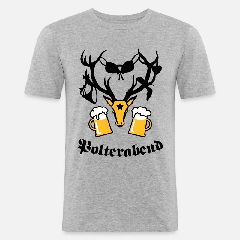 Hirsch Polterabend JGA Bier - T-shirt près du corps Homme - gris chiné